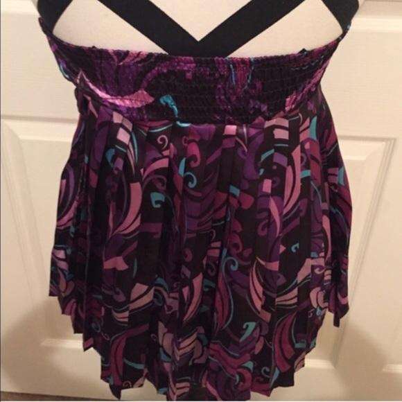 Guess V-Neck Satin Purple Halter Top XS RARE EUC Pleated Fate Night Vintage - Picture 7 of 7